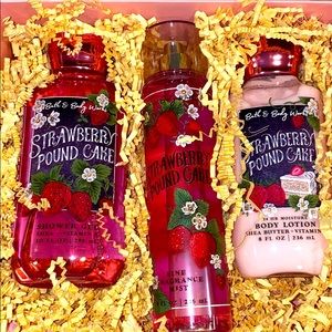 💝3PC Strawberry Poundcake Box Set LOVE Brand New Bath & Body Works